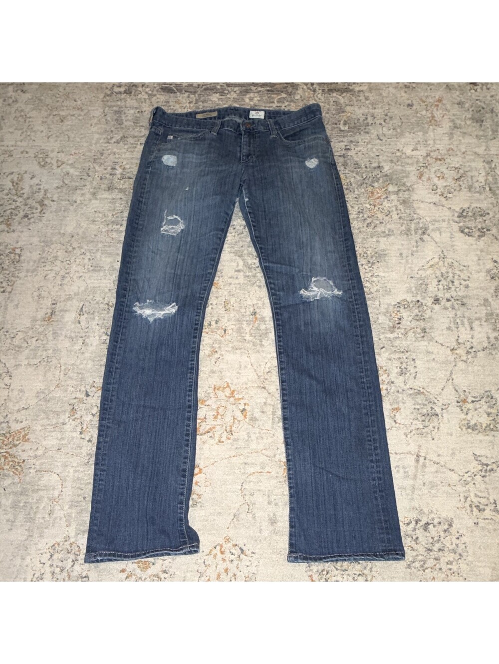 AG Adriano Goldschmied Straight Jeans Blue Distressed BW15403 A310
